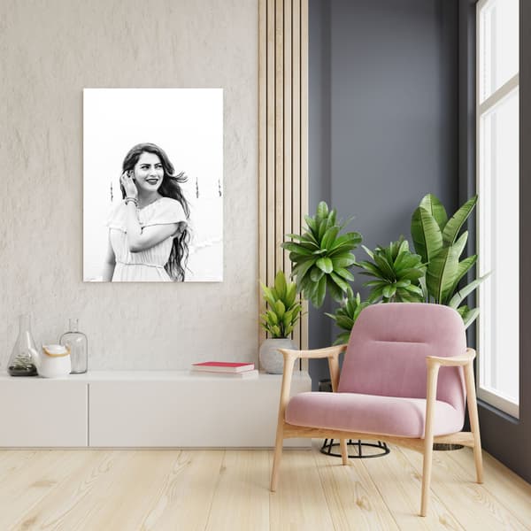 Lærredstryk Mennesker Kvinde smil 50x70 cm