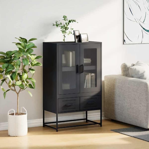 vidaXL skab, sort, 68x39x111,5 cm, stål