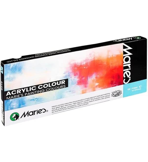 Akrylmaling 18 farver 12 ml MARIES