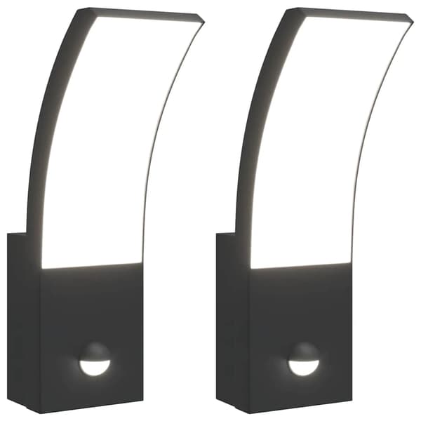 vidaXL LED udendørs væglamper med sensor, 2 stk., sort, aluminium