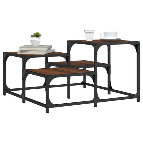 vidaXL sofabord brunt egetræ 68x68x40 cm