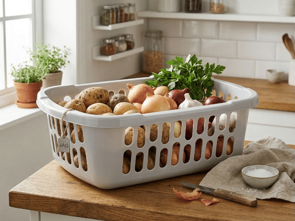 STOR PLASTKORG 34X24CM GRÅ -JAG