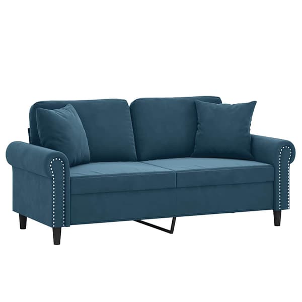 vidaXL 2-sitssoffa med kuddar, blå, 140 cm, sammet