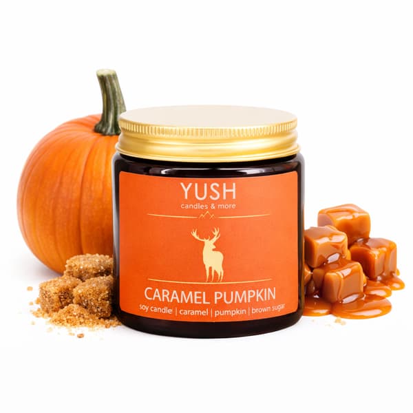 Karamel Græskar - Græskar Sojalys med Karamel - YUSH - 120ML