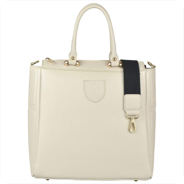 Elegant koffertväska i läder, ljusbeige