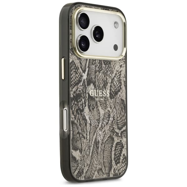 Guess MagSafe-etui med pythonmønster til iPhone 17 Pro Max, brunt