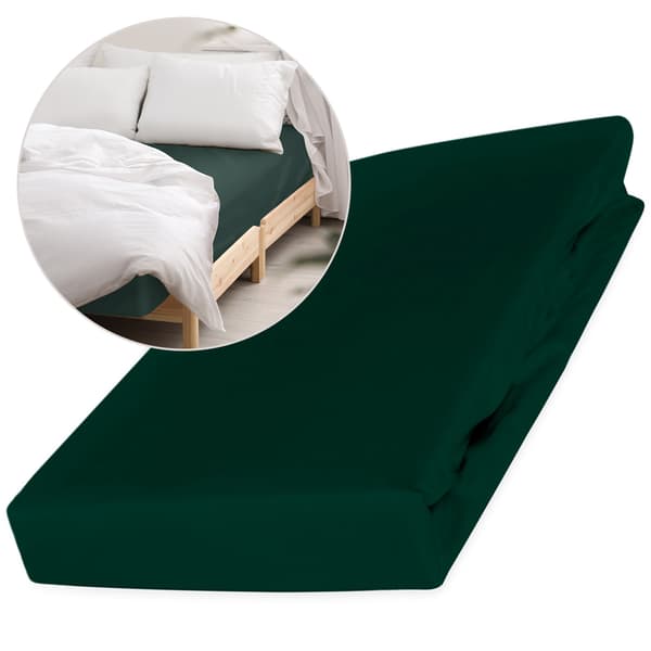 Bomuldslagner 90x200 glat satin, mørkegrøn