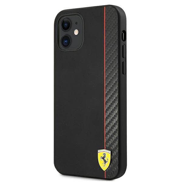 Ferrari On Track Carbon Stripe-cover til iPhone 12 mini, sort