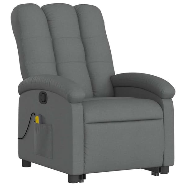 vidaXL Lyftbar massagefåtölj mörkgrå tyg