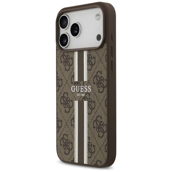 Guess 4G Printed Stripes MagSafe-etui til iPhone 17 Pro Max brunt