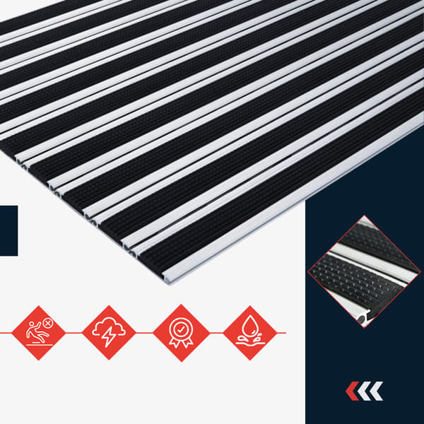 Aluminium system gummi dørmåtte C12 80x50