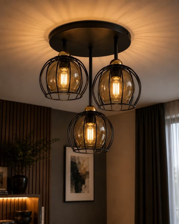 Loftlampe 3xE27 SOLO SORT/GULD