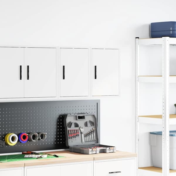 vidaXL Garageskåp 2 st vit limmad trä