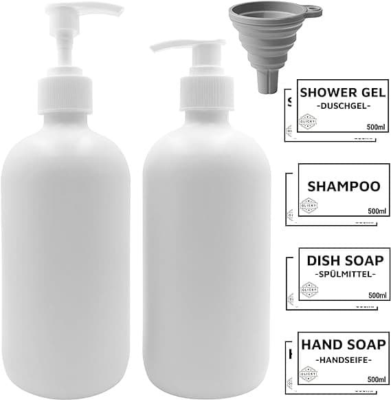 Glas sæbe shampoo dispenser 500ml 2 stk