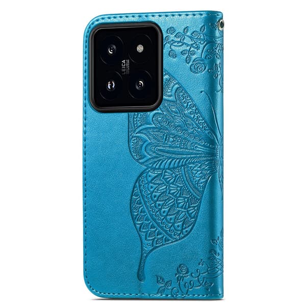 Flip-etui til Xiaomi 14T Pro, Butterfly, blå