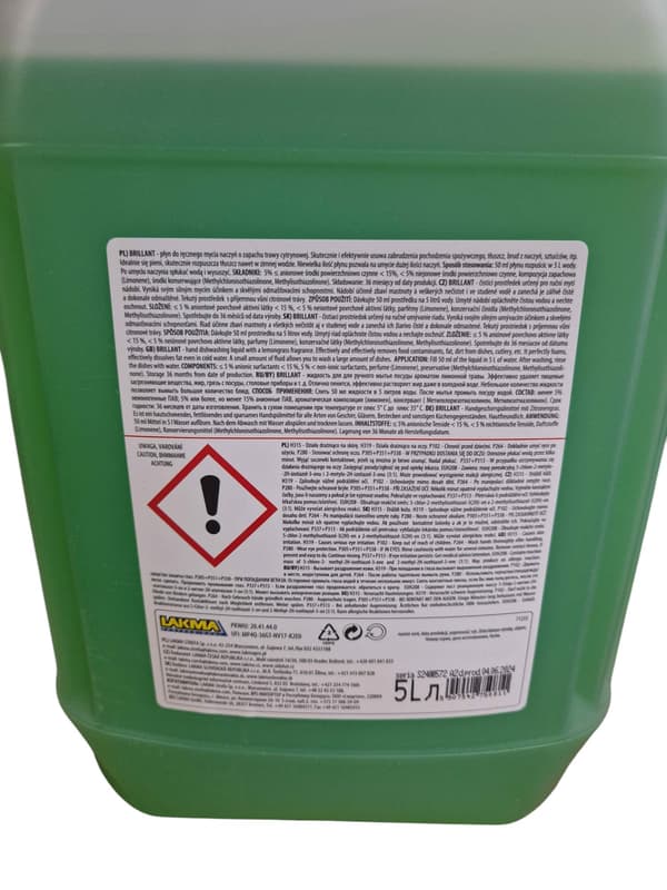 Lakma Brillant opvaskemiddel 5L 1 stk.