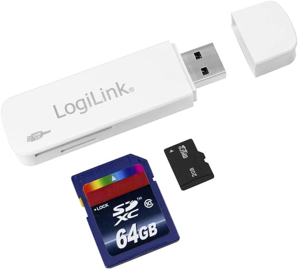 Kompakt USB 3.0 kortlæser til SD/microSD - Hvid Logilink