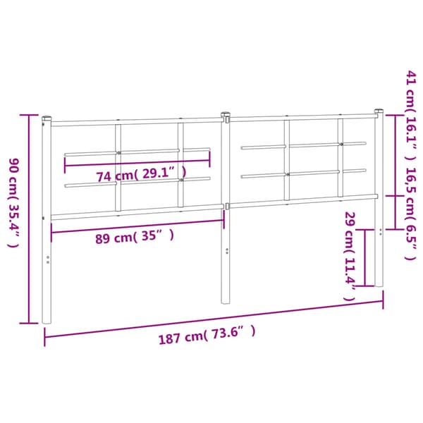 vidaXL metalsengegavl, sort, 180 cm