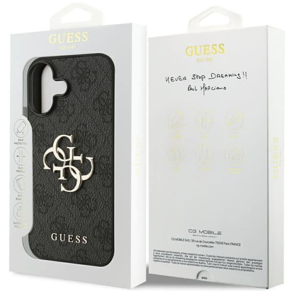 Guess 4G stort logo-cover til iPhone 17, sort
