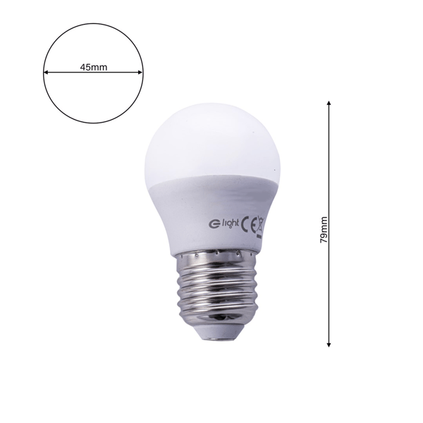 LED-lamppu 5W E27 G45 lämmin 3000K 400lm