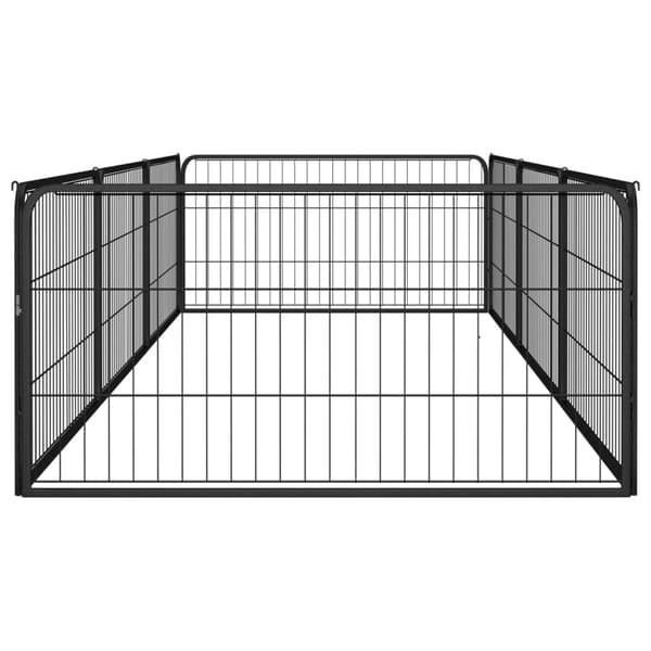 vidaXL Hundbur, 8 paneler, svart, 100x50 cm, stål