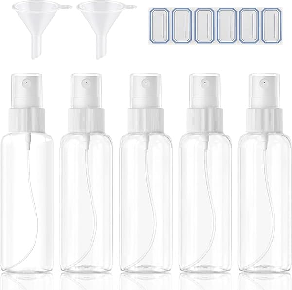 Atomizerflaskor 100 ml Återanvändbar spray 5 st Etiketter