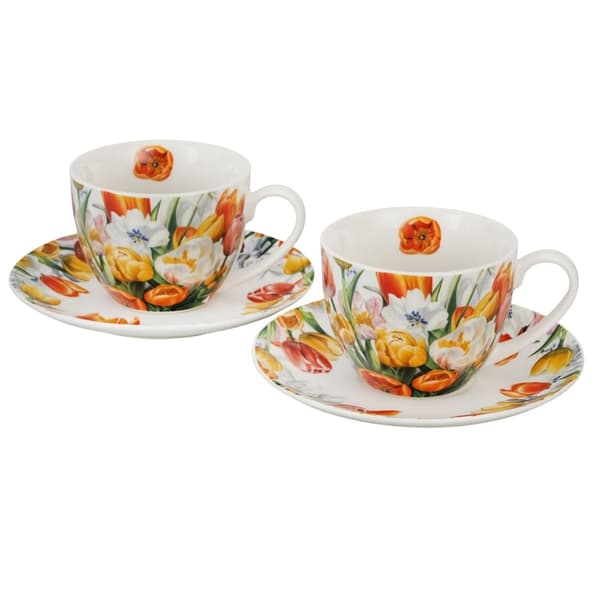 Set med 2 Tulips-koppar och fat 270 ml