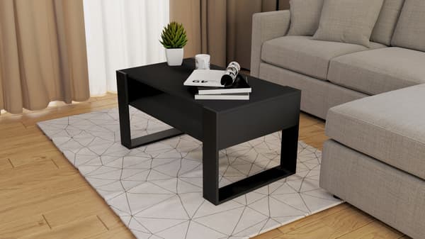 Sort sofabord 90x50cm, retro sofabord, loftbord
