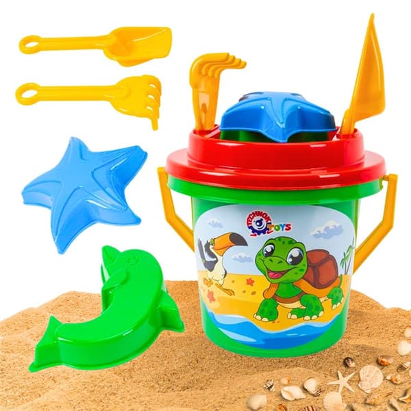 Sandspand med sorter og tilbehør