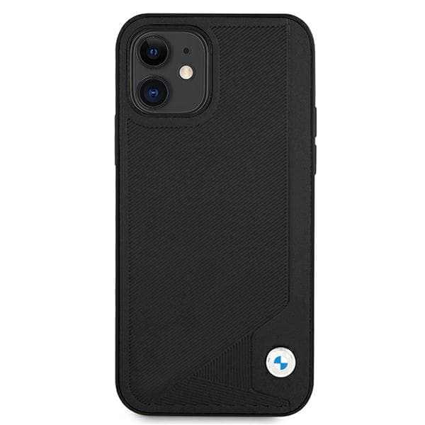 BMW lædercover med præget prægning til iPhone 12 mini, sort
