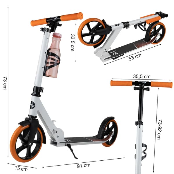 Stor foldbar løbehjul + rem + flaskeholder