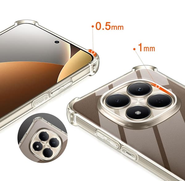 Fodral för Xiaomi Redmi Note 15 Pro Plus 5G / Poco M8 Pro 5G, Stoppsäker, Transparent