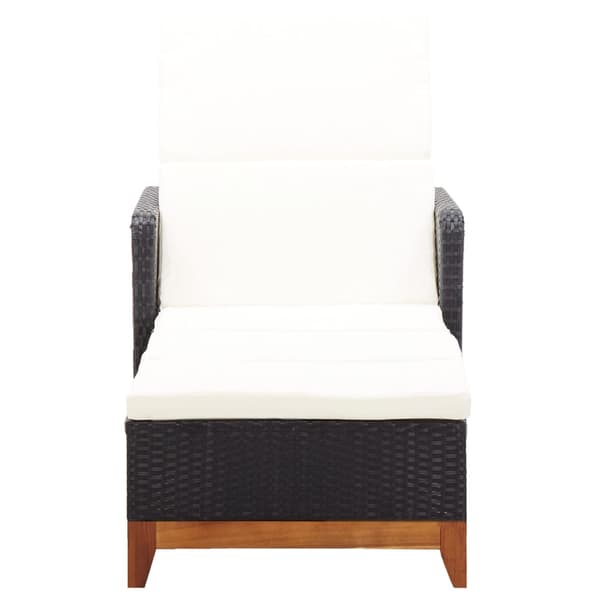 vidaXL liggestol, polyrattan og massivt akacietræ, sort
