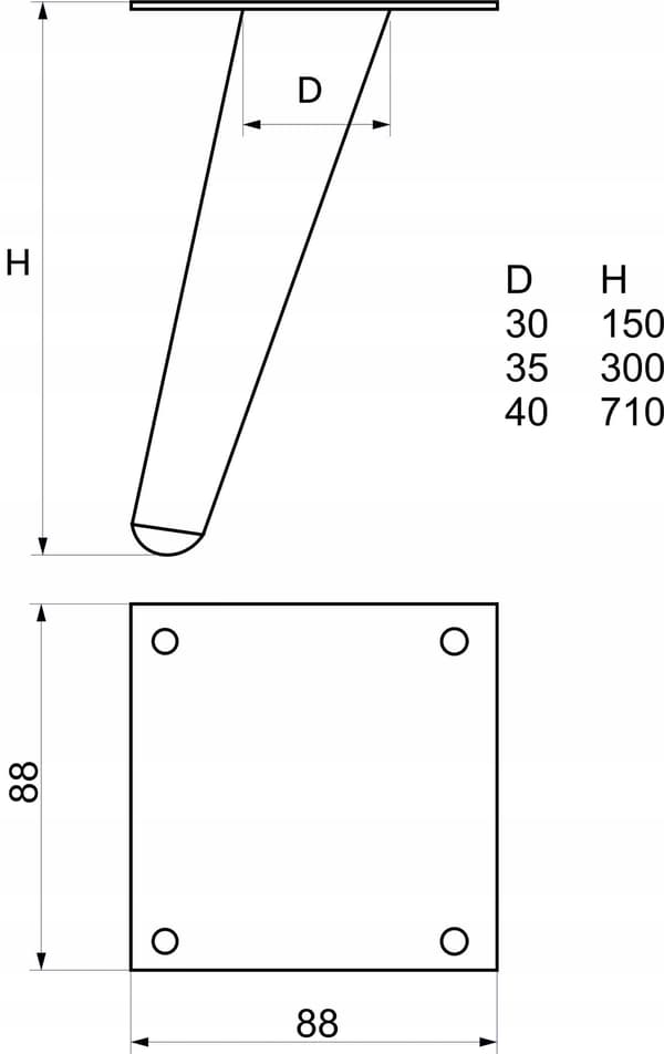 MÖBELBEN vit H30 SLUTENDE möbelben
