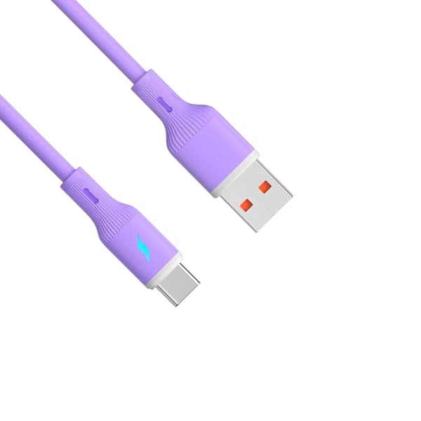 USB-C-/USB-A-kaapeli 1m AK-USB-65 silikoni violetti