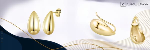 Øreringe i guld dråbeform, sølv dråbeform, S925, elegant dråbe, ørestik