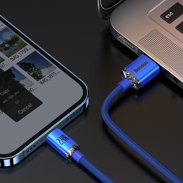 USB - Lightning-kabel til hurtig opladning og dataoverførsel 1,2 m blå