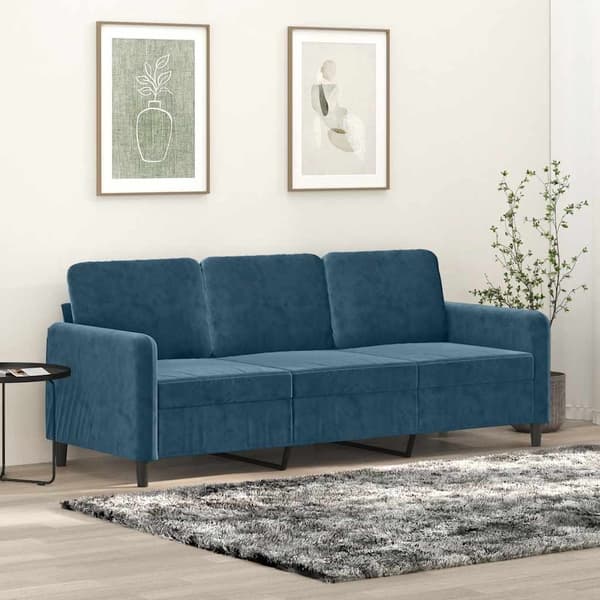 vidaXL 3-sitssoffa blå 180 cm klädd i sammet