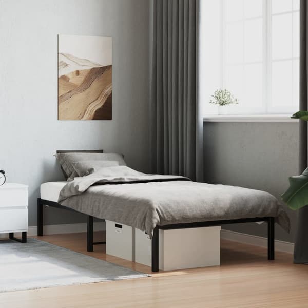 vidaXL metalsengestel sort 90x190 cm