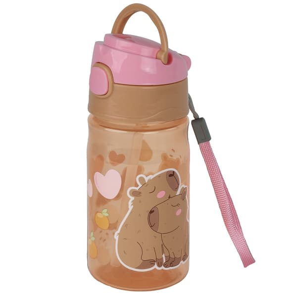 Barnens skolvattenflaska med sugrör 330 ml Capybara