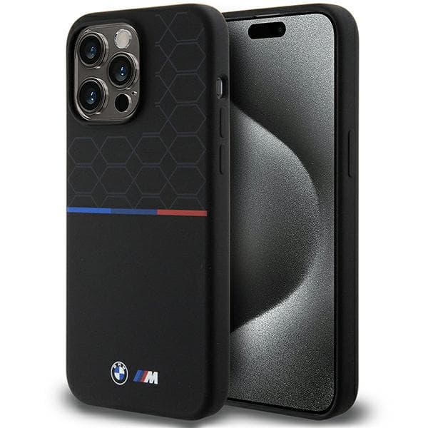 BMW M Silikone Mønster MagSafe Etui til iPhone 15 Pro Max, Sort