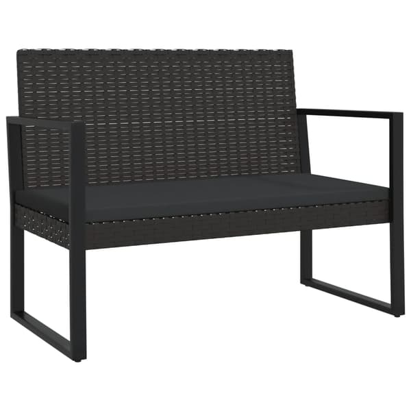 vidaXL Puutarhapenkki tyynyillä, musta, 106 cm, polyrottinki