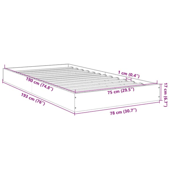 vidaXL sengestel sort 75x190 cm træbaseret materiale