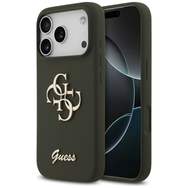 Guess Silikone Big 4G Script cover til iPhone 17 Pro khaki