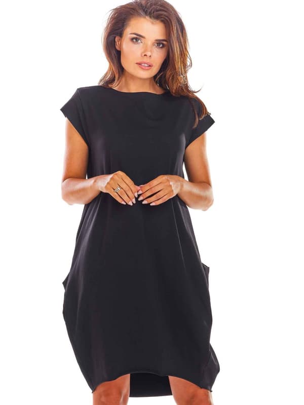 Oversized bomuldsboblekjole, sort L/XL