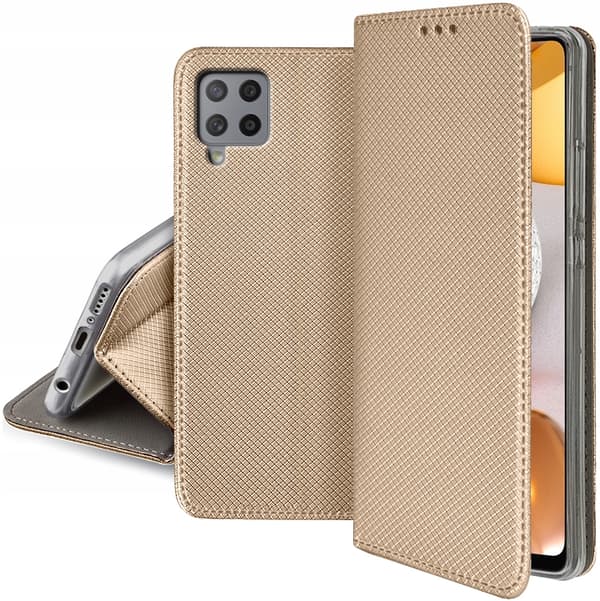Etui til Samsung Galaxy A42 5G Magnet SMART BOOK GULD + Glas