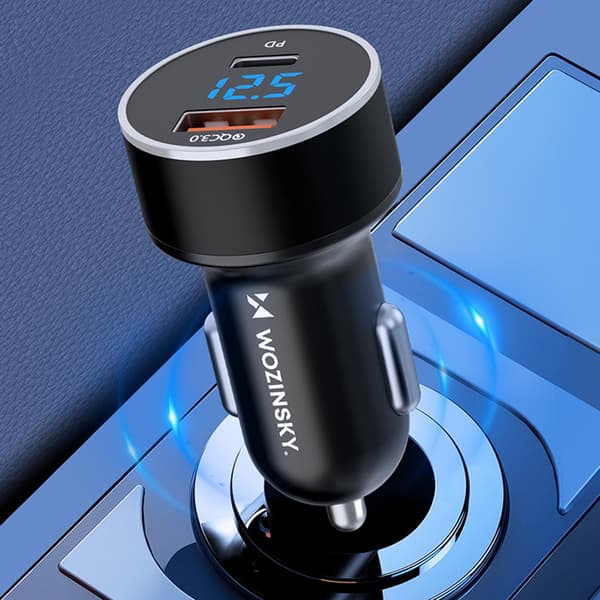 Bil cigarettænderoplader USB-C USB-A 36W Sort