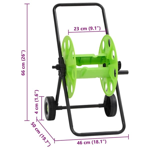 vidaXL Seinälle tarkoitettu letkukela 60 m, 1/2", vihreä, teräs