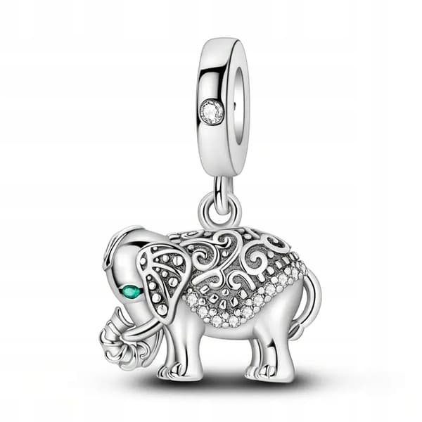 Pärlhänge Silver S925 Indisk elefant Lyckoblommig prydnad