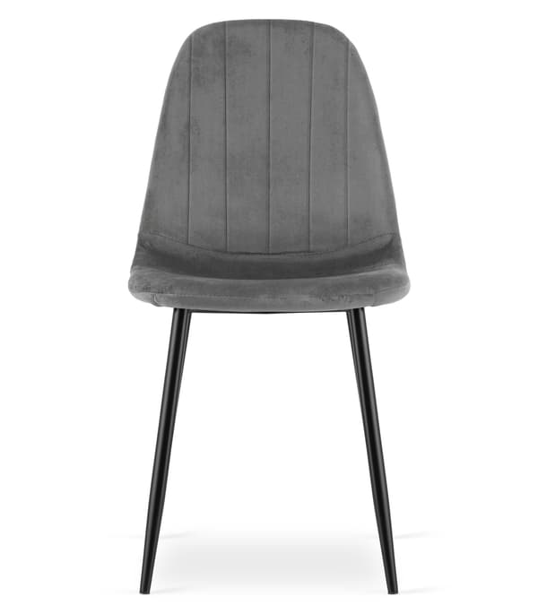PADVA stol - mörkgrå sammet / svarta ben x 3